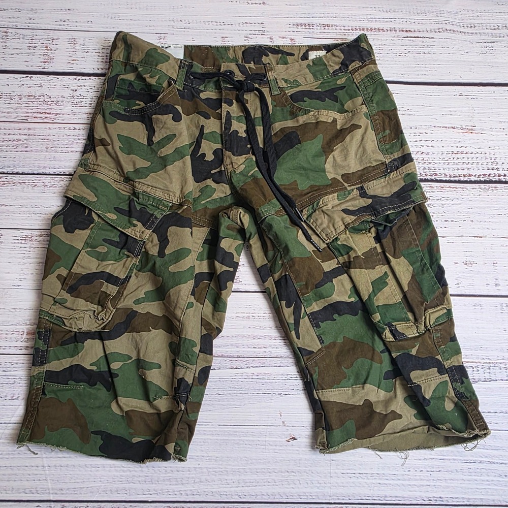 Smoke Rise Mens Camo Cargo Shorts Size 32 Green Woodland Camouflage JS20113-HB